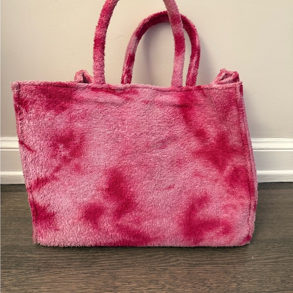 Poolside Pink Tie-Dye Terry Cloth Tote Bag - Picture 1 of 7